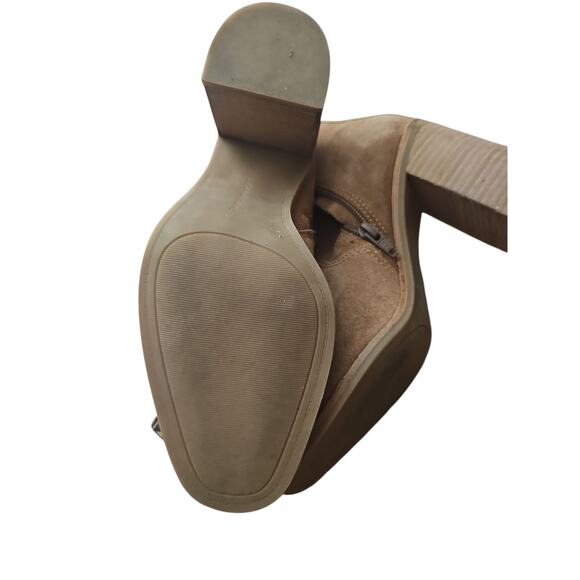 Lucky Brand Boots Pellyon Brown Suede Leather Block Heel Ankle Casual Size 7.5 - Picture 7 of 7